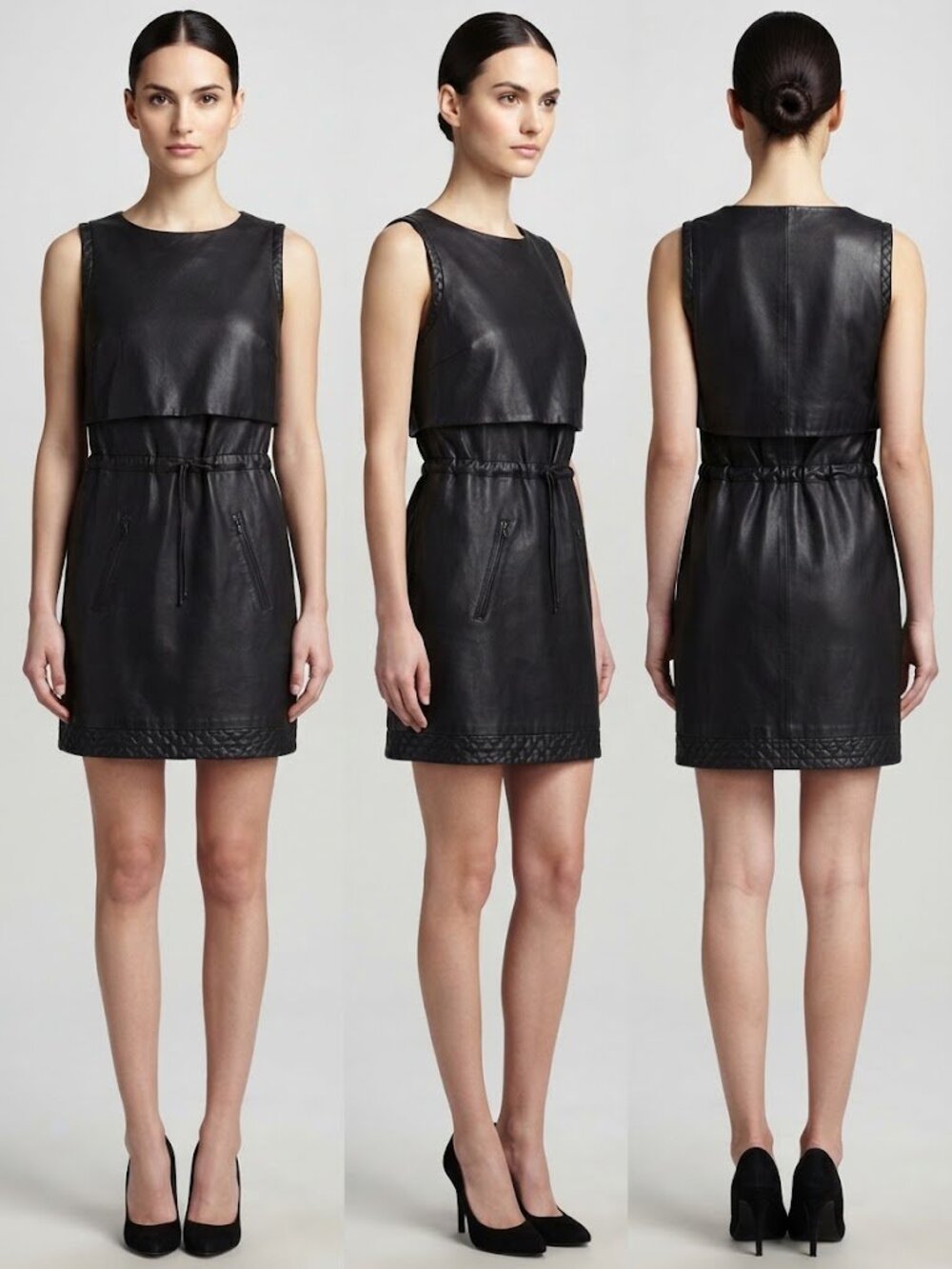 Proenza Schouler Black Genuine Lambskin Leather Dress 10